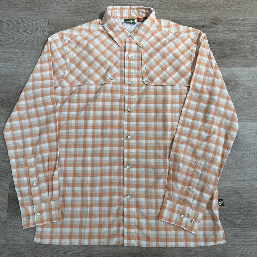 Howler Bros Shirt Mens S Orange Cream Nylon Western Pearl Snap Business Fishing